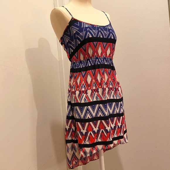 red and blue sundress